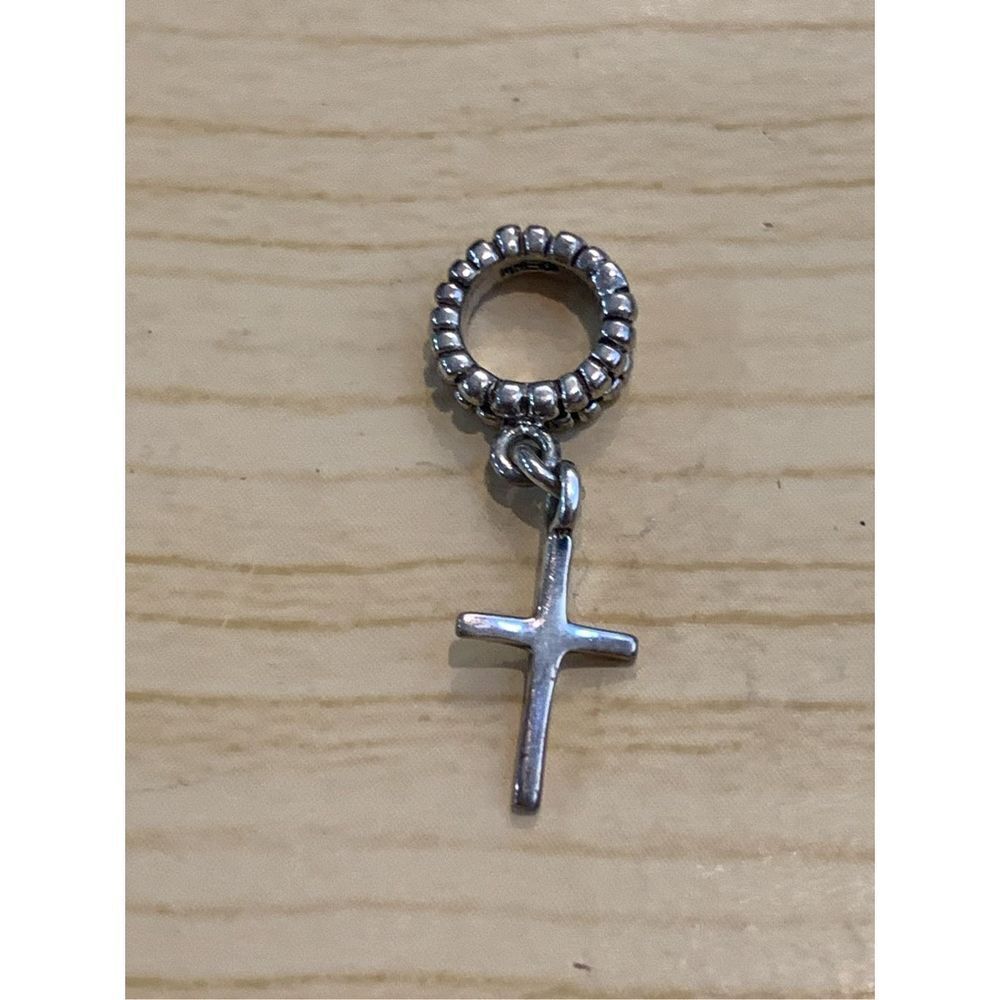.925 Cross dangling from Ornate Ring Sterling Silver Jewelry Charm  #faith